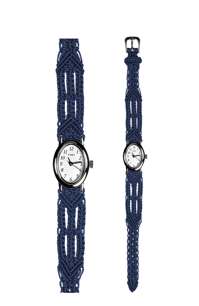 106 Navy - Narrow with Timex Silver Cavatina Watch