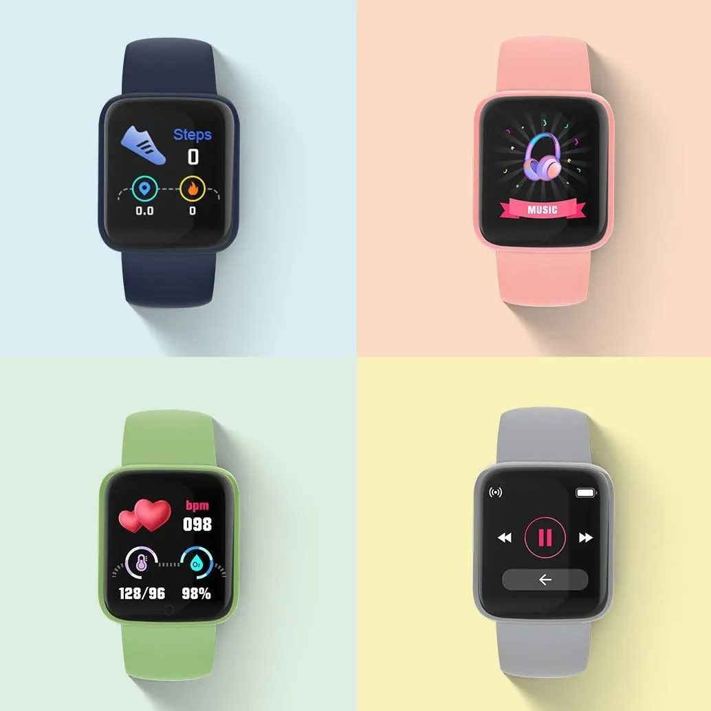 2021 Macaron Y68S Smart Watch (BP, HR & Blood Oxygen)