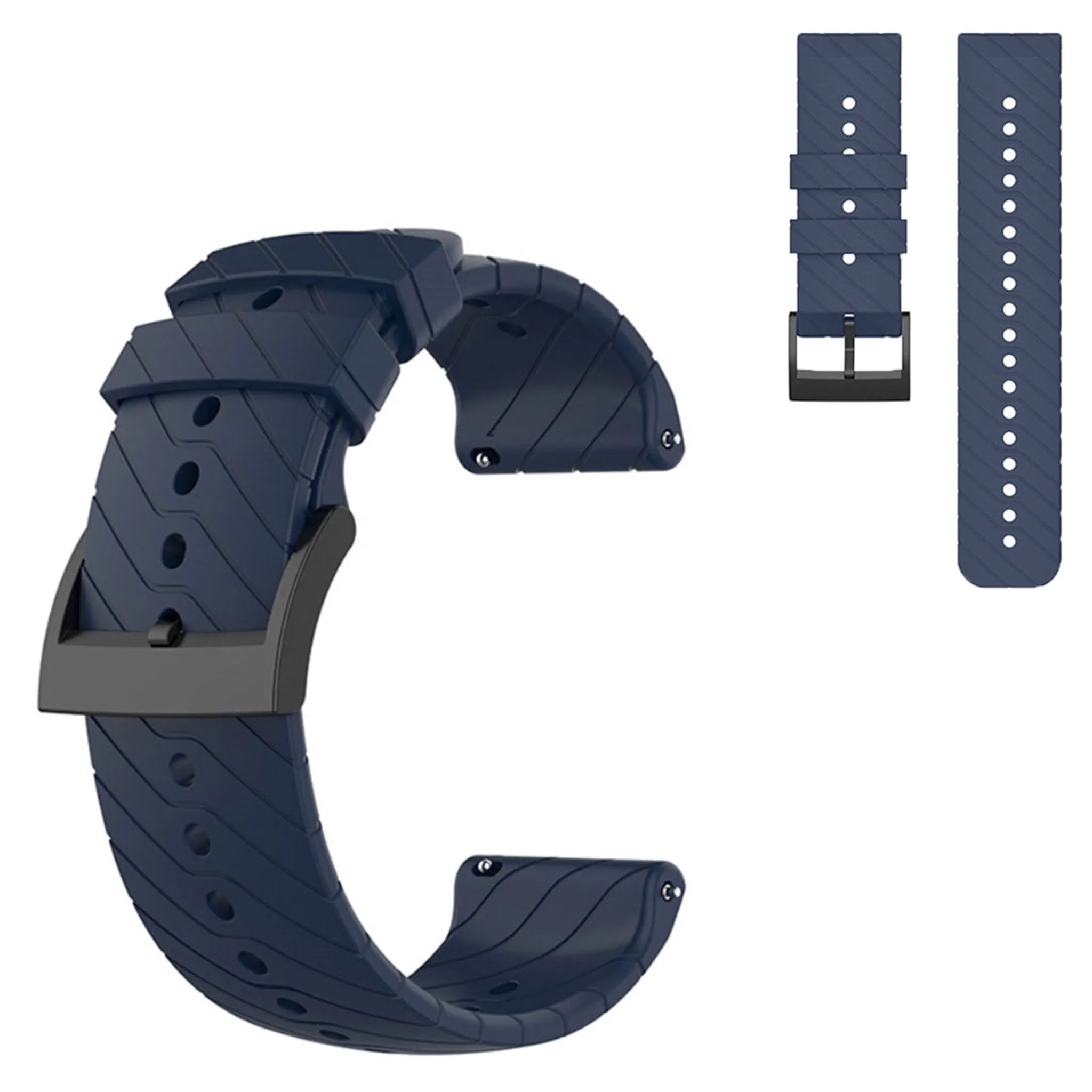 24mm twill texture silicone watch strap for Suunto device - Midnight Blue