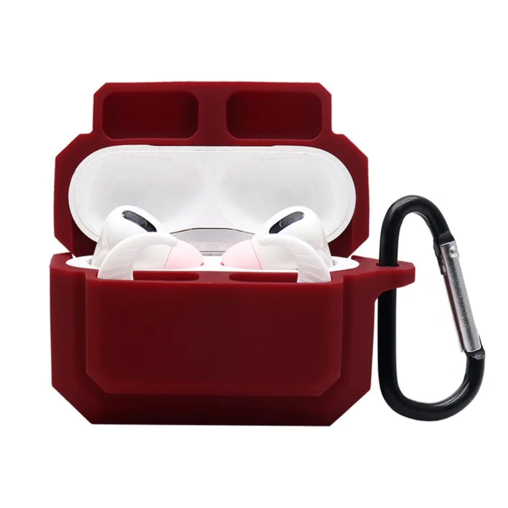 3-in-1 AirPods Pro silicone case with ear tip   carabiner - Wine Red