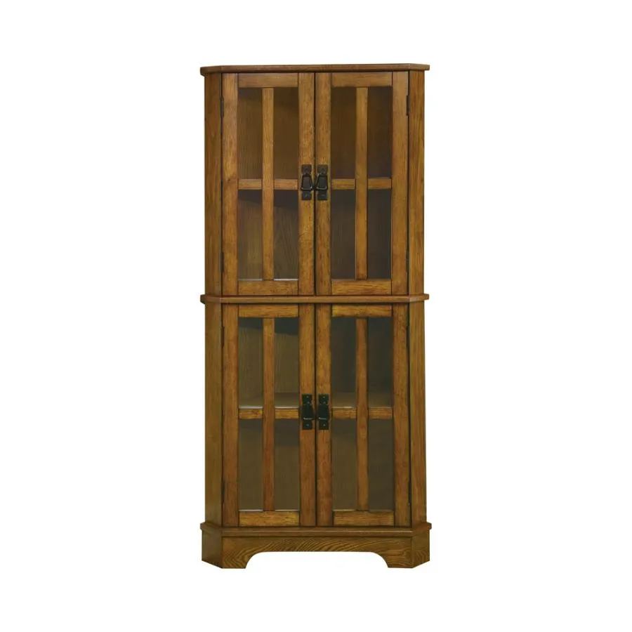 4-shelf Corner Curio Cabinet Golden Brown