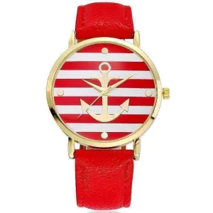 Ahoy! Anchor Watch in Red and White Stripes for Women