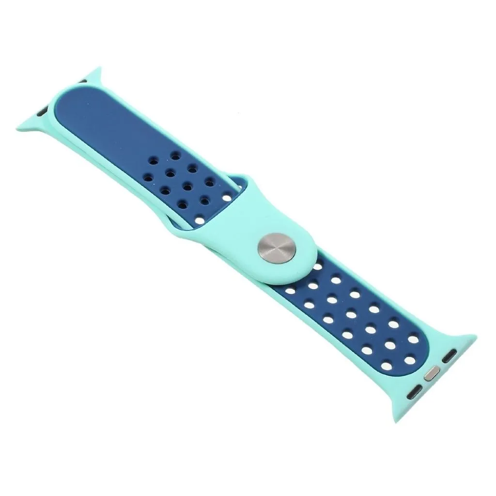 Apple Watch 42mm hollowing soft silicone watchband - Cyan