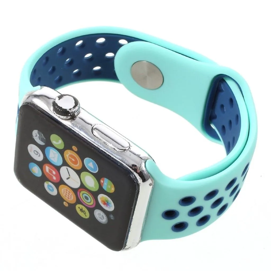 Apple Watch 42mm hollowing soft silicone watchband - Cyan