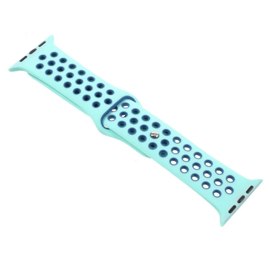 Apple Watch 42mm hollowing soft silicone watchband - Cyan