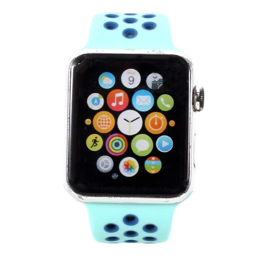 Apple Watch 42mm hollowing soft silicone watchband - Cyan