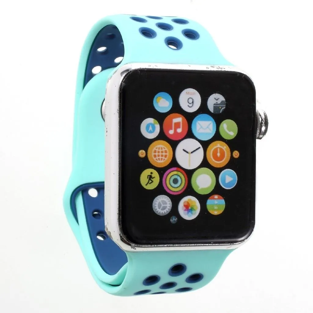 Apple Watch 42mm hollowing soft silicone watchband - Cyan