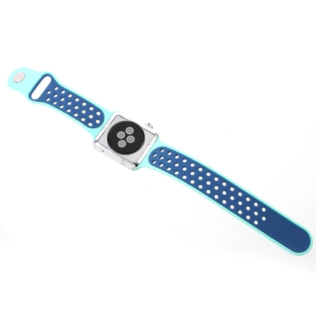 Apple Watch 42mm hollowing soft silicone watchband - Cyan