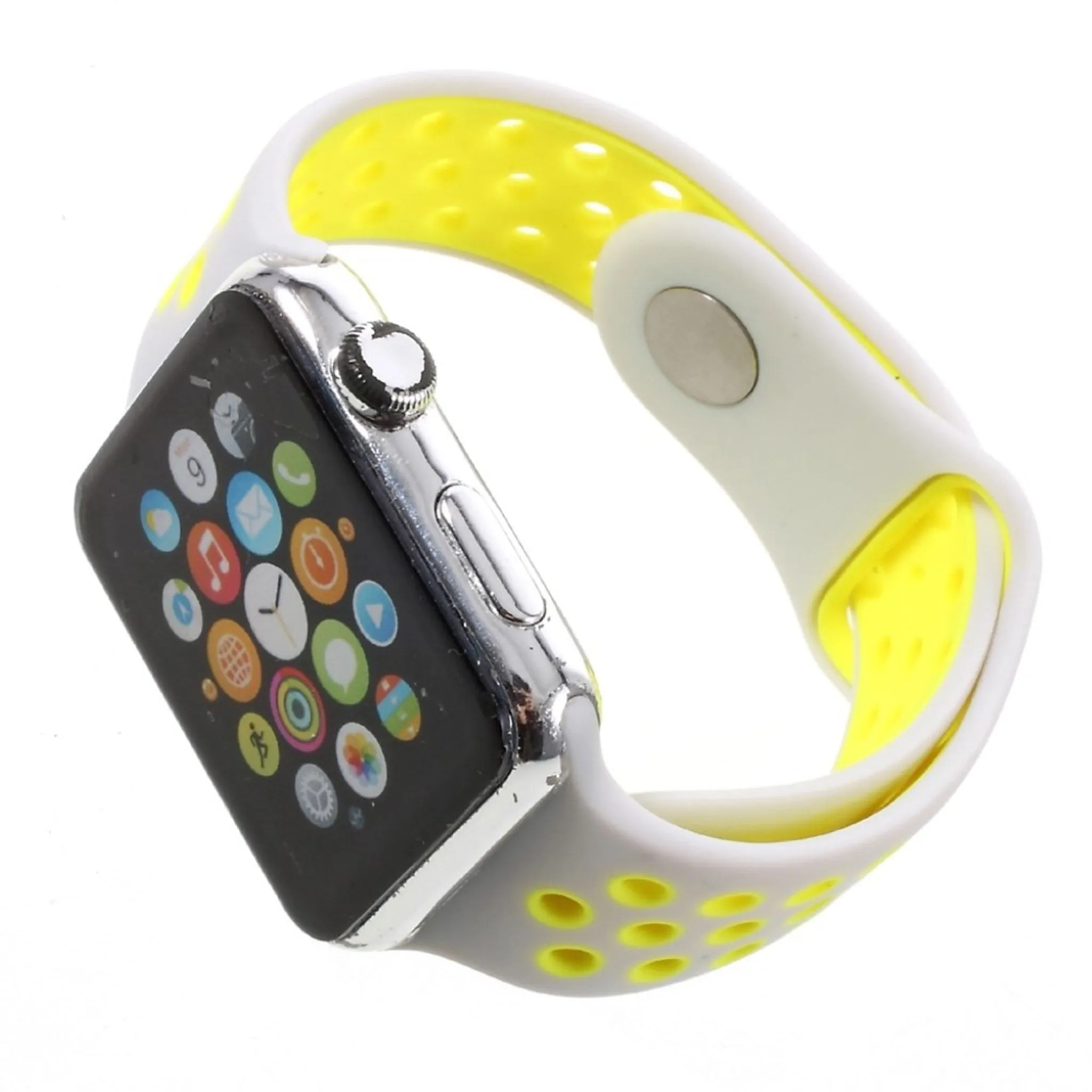 Apple Watch 42mm hollowing soft silicone watchband - Yellow / White