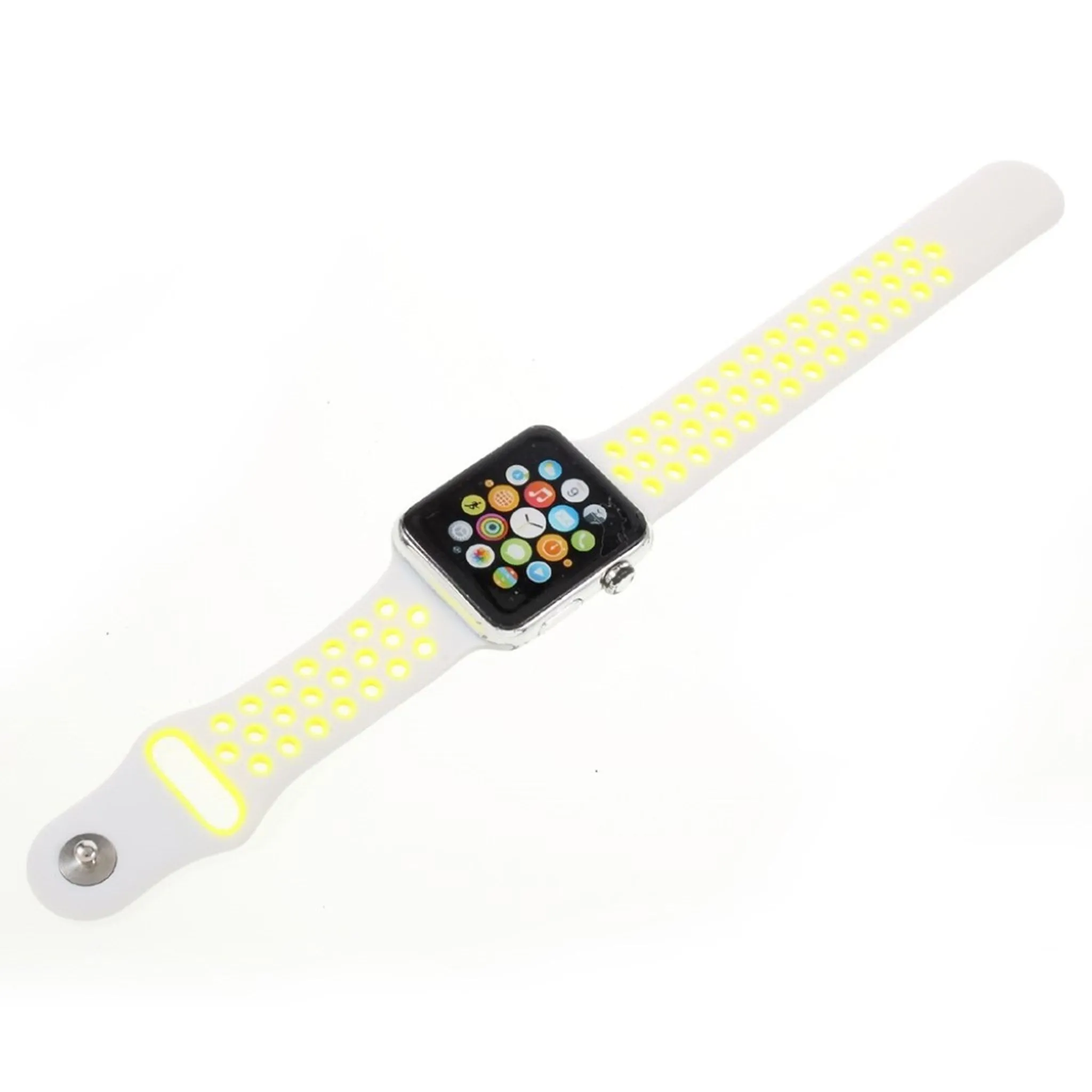 Apple Watch 42mm hollowing soft silicone watchband - Yellow / White