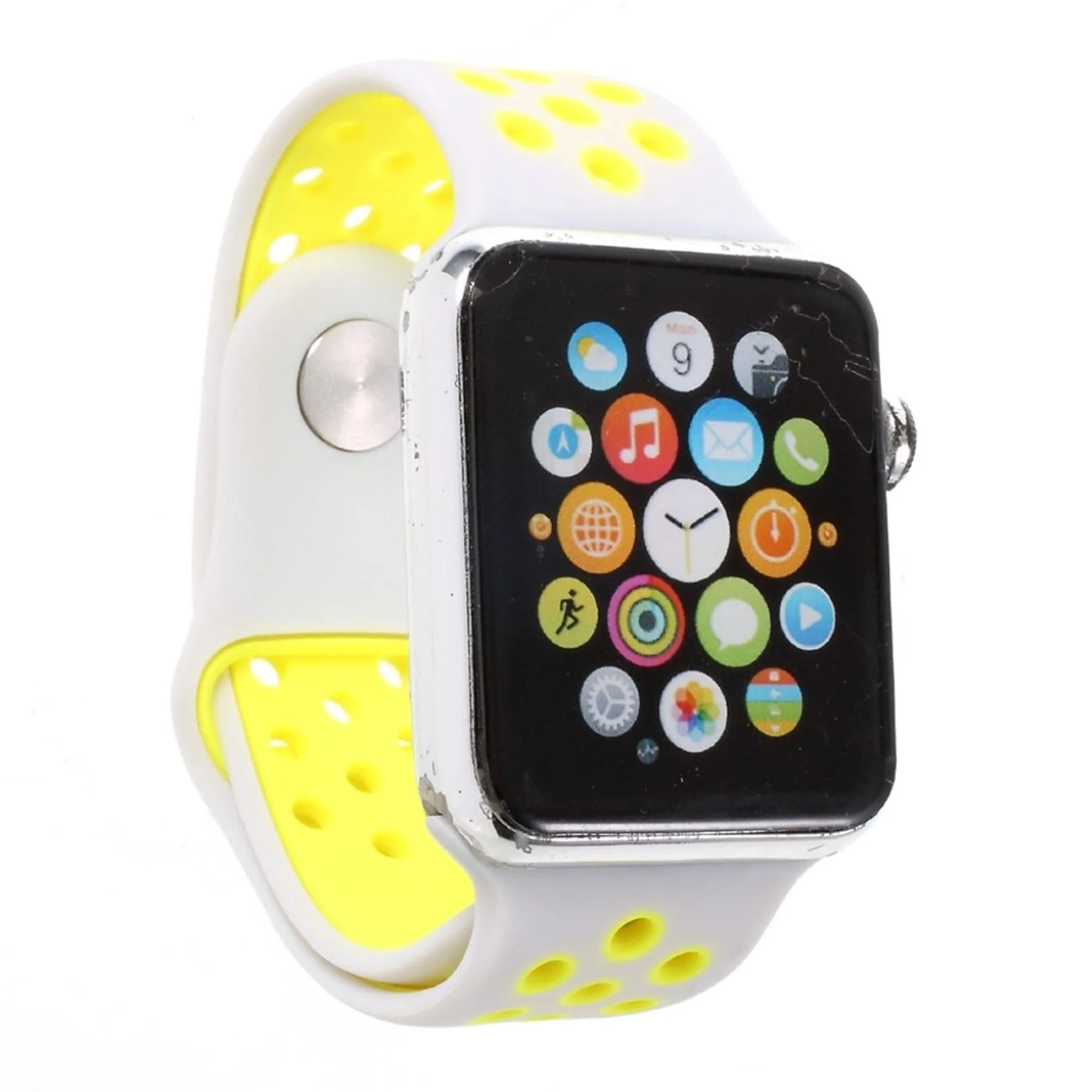 Apple Watch 42mm hollowing soft silicone watchband - Yellow / White