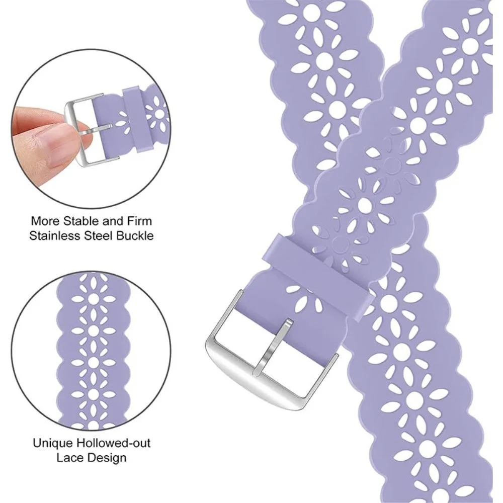 Apple Watch (45mm) stylish blossom silicone watch strap - Light Purple