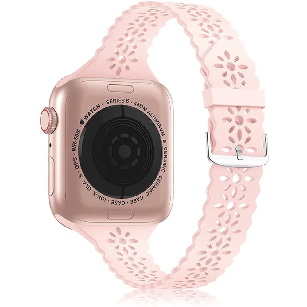 Apple Watch (45mm) stylish blossom silicone watch strap - Pink