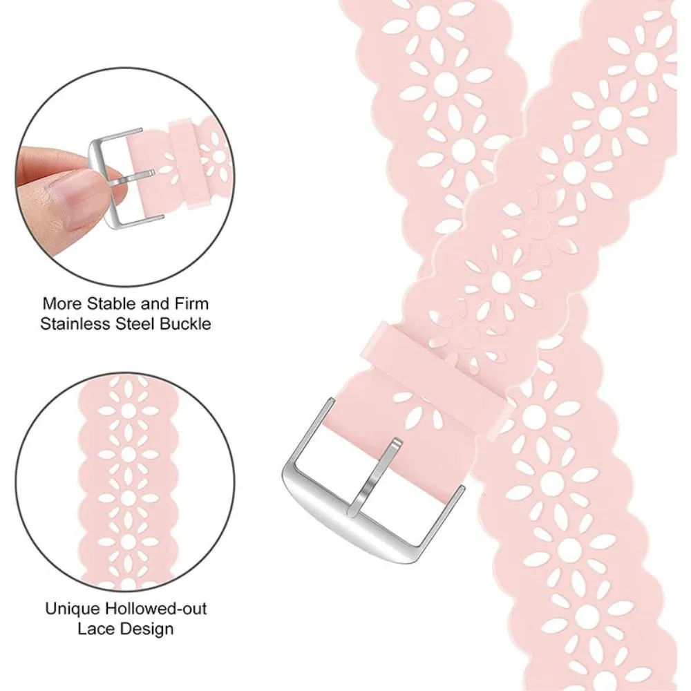 Apple Watch (45mm) stylish blossom silicone watch strap - Pink