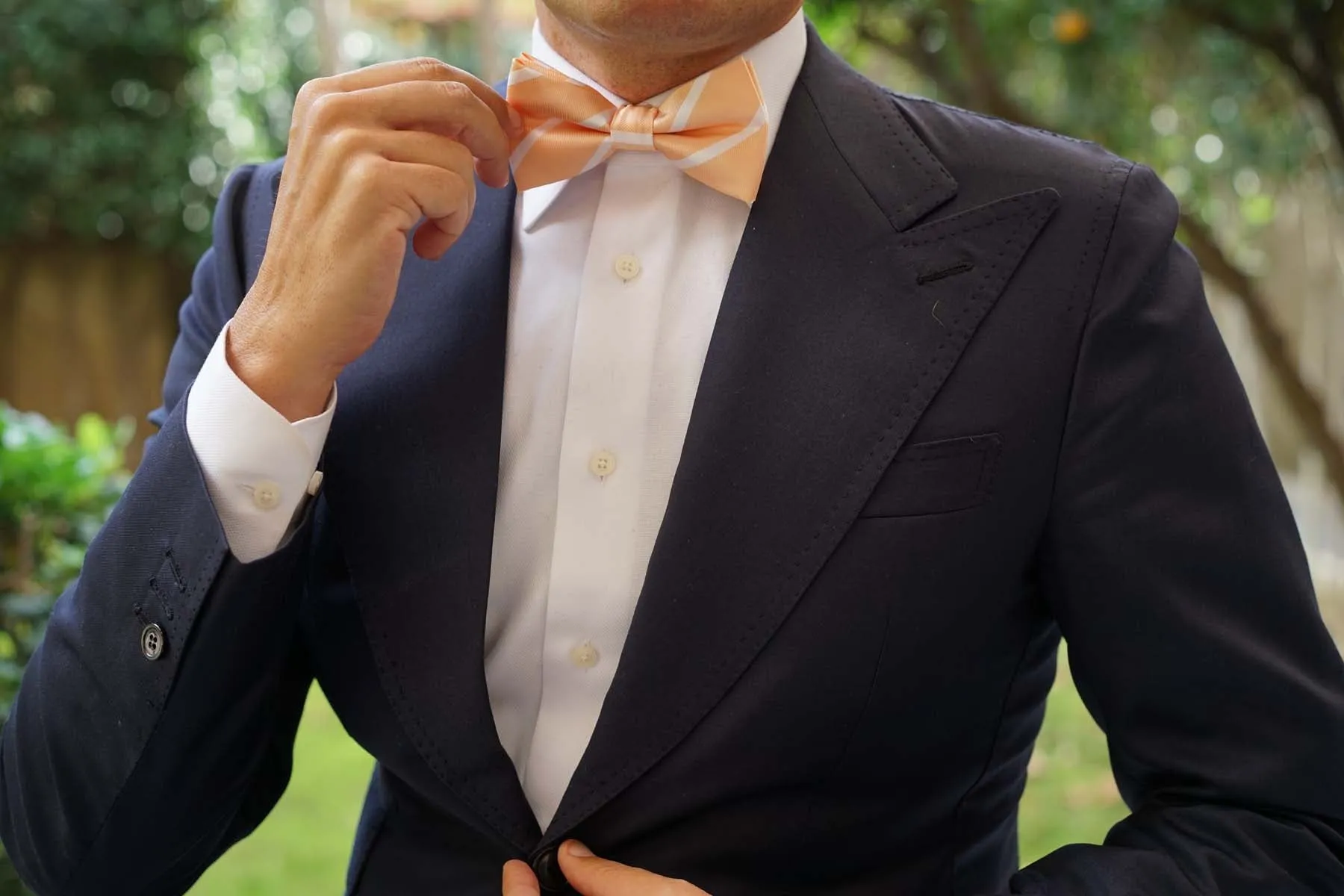 Apricot Striped Bow Tie