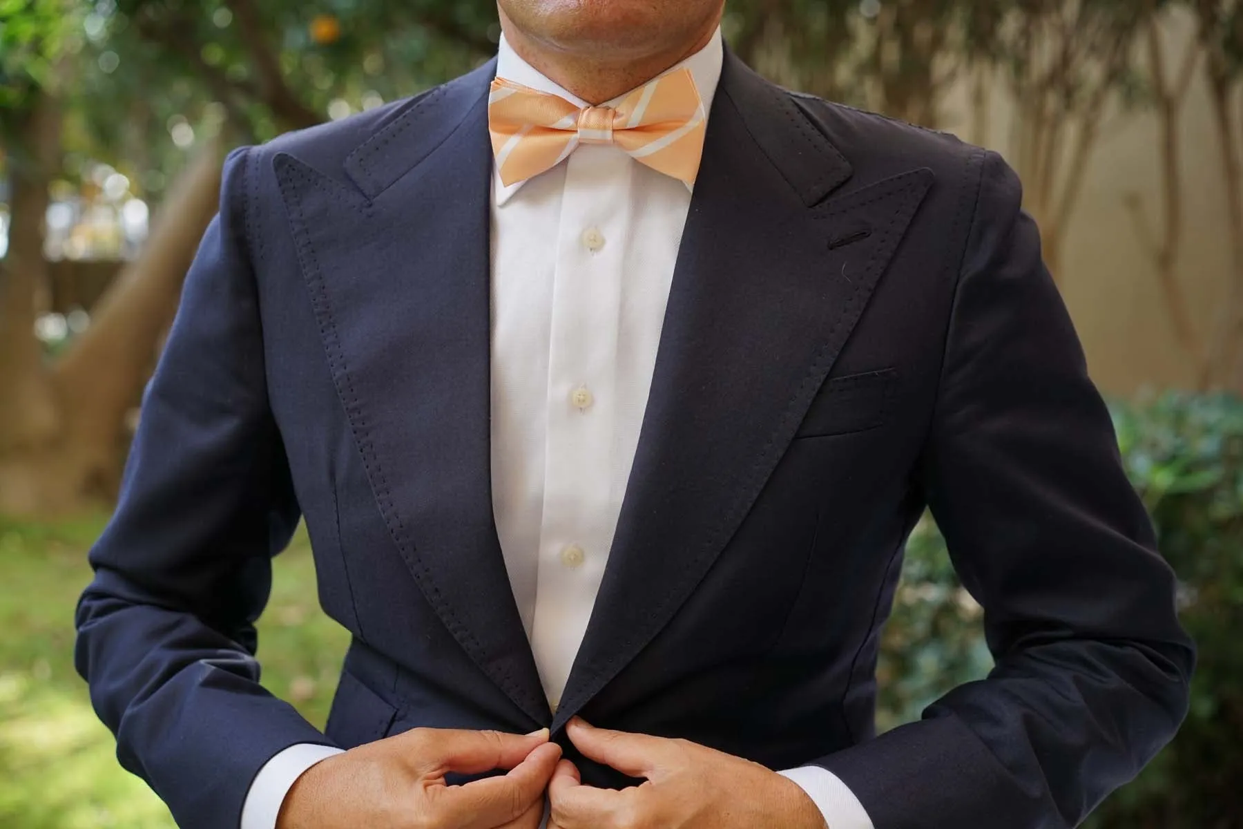 Apricot Striped Bow Tie