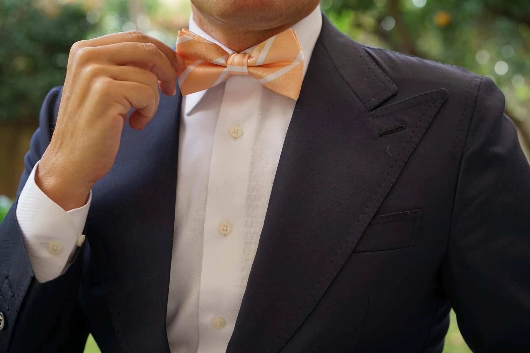 Apricot Striped Bow Tie