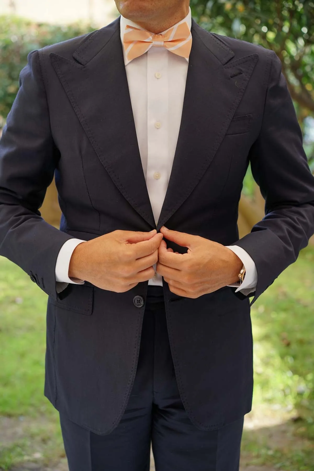 Apricot Striped Bow Tie