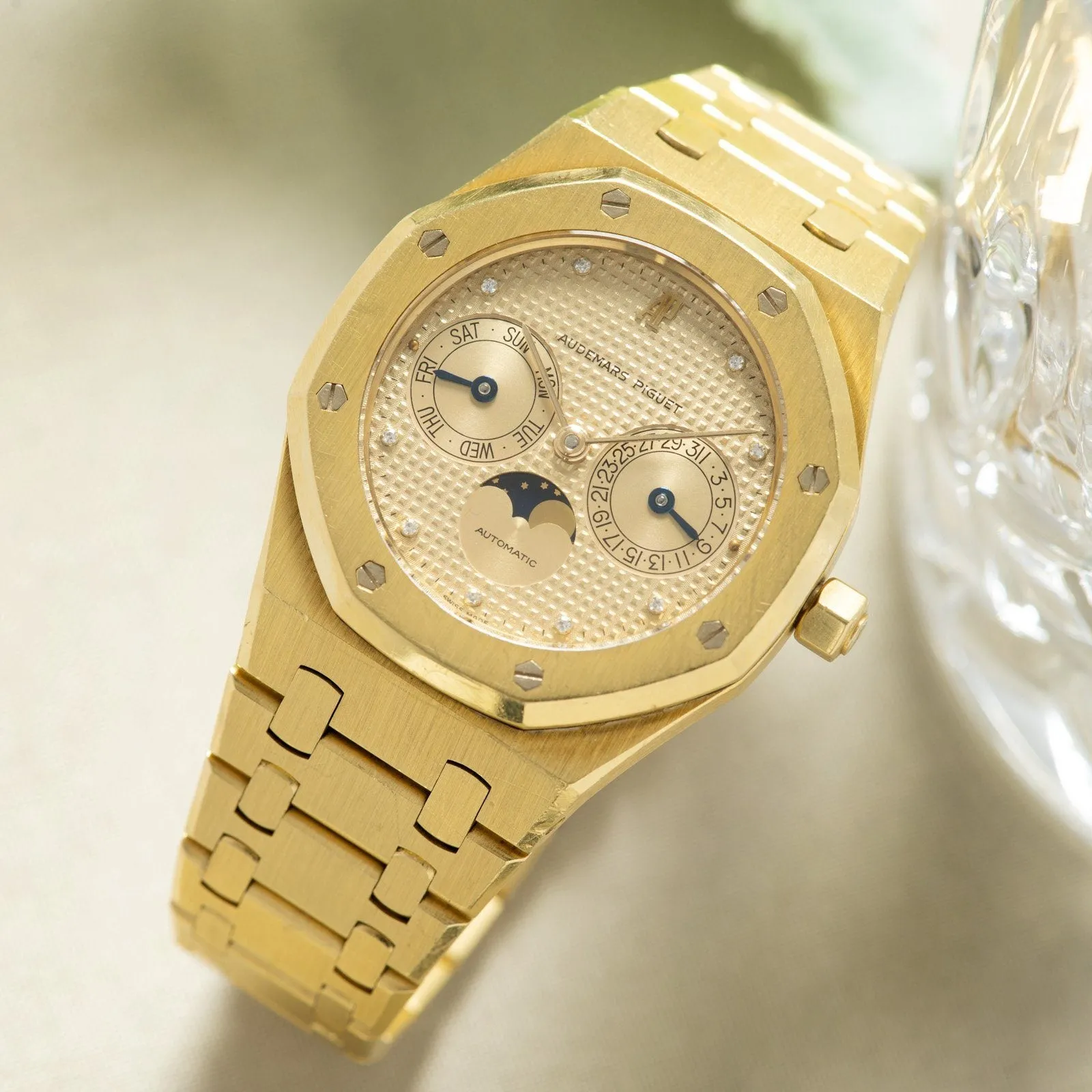 Audemars Piguet Royal Oak Yellow Gold Day Date 25594BA rare diamond dial