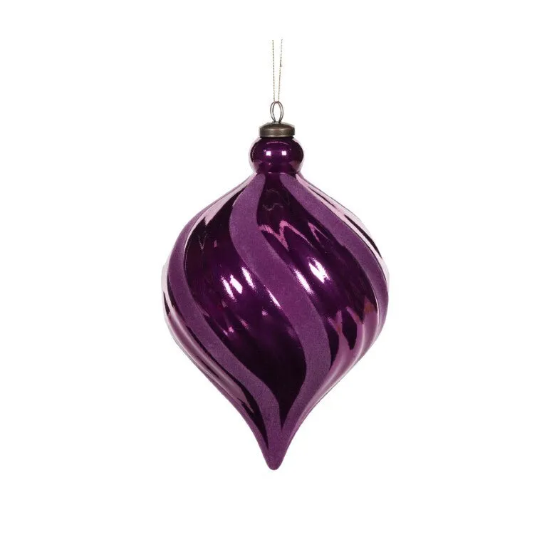 Bauble Twirl Drop Purple 15cm