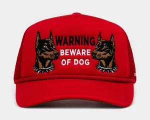 Beware Of Dog Trucker Mens Hat (Black/Red)