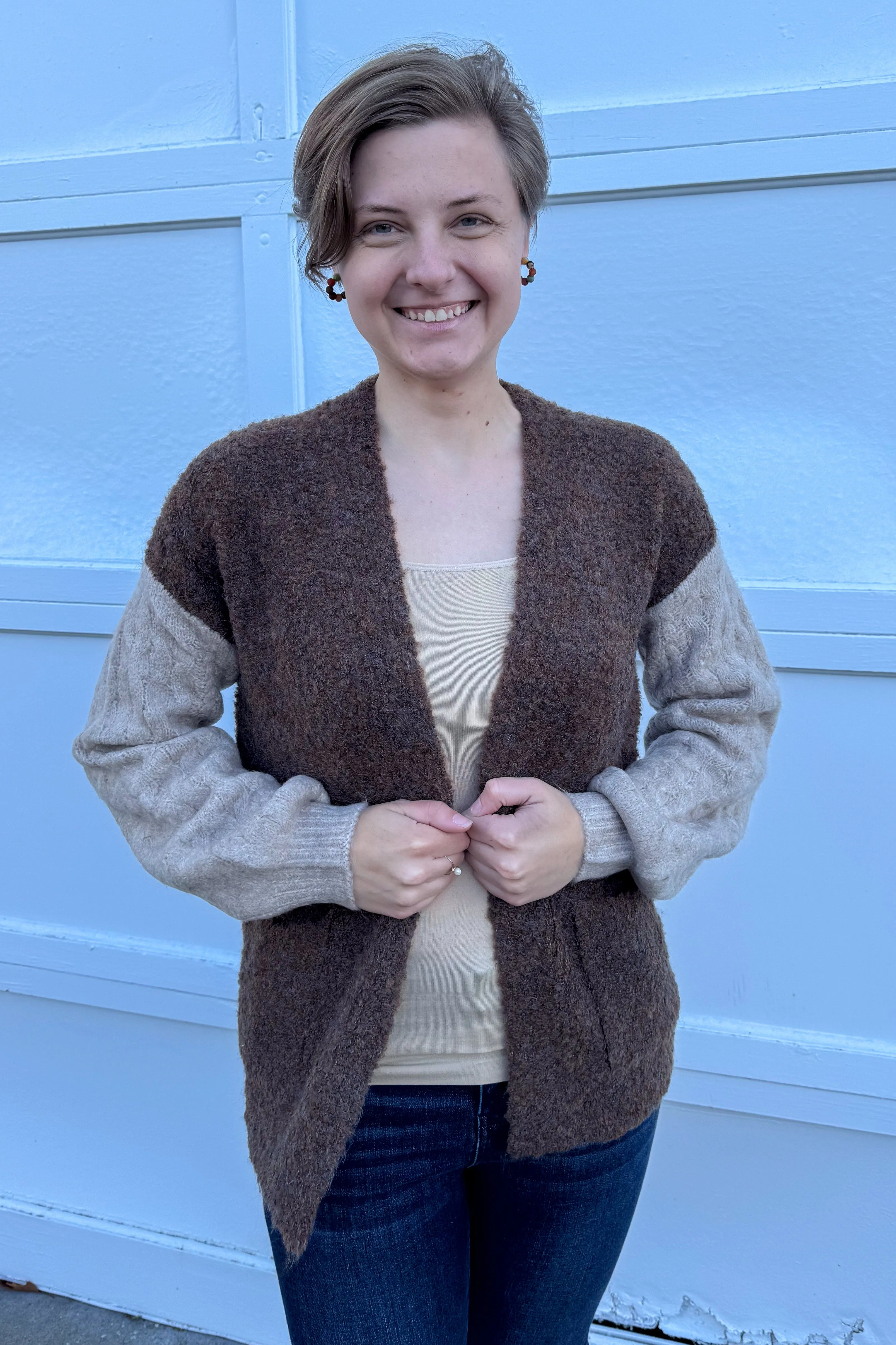 Brown & Taupe Colorblock Cardigan