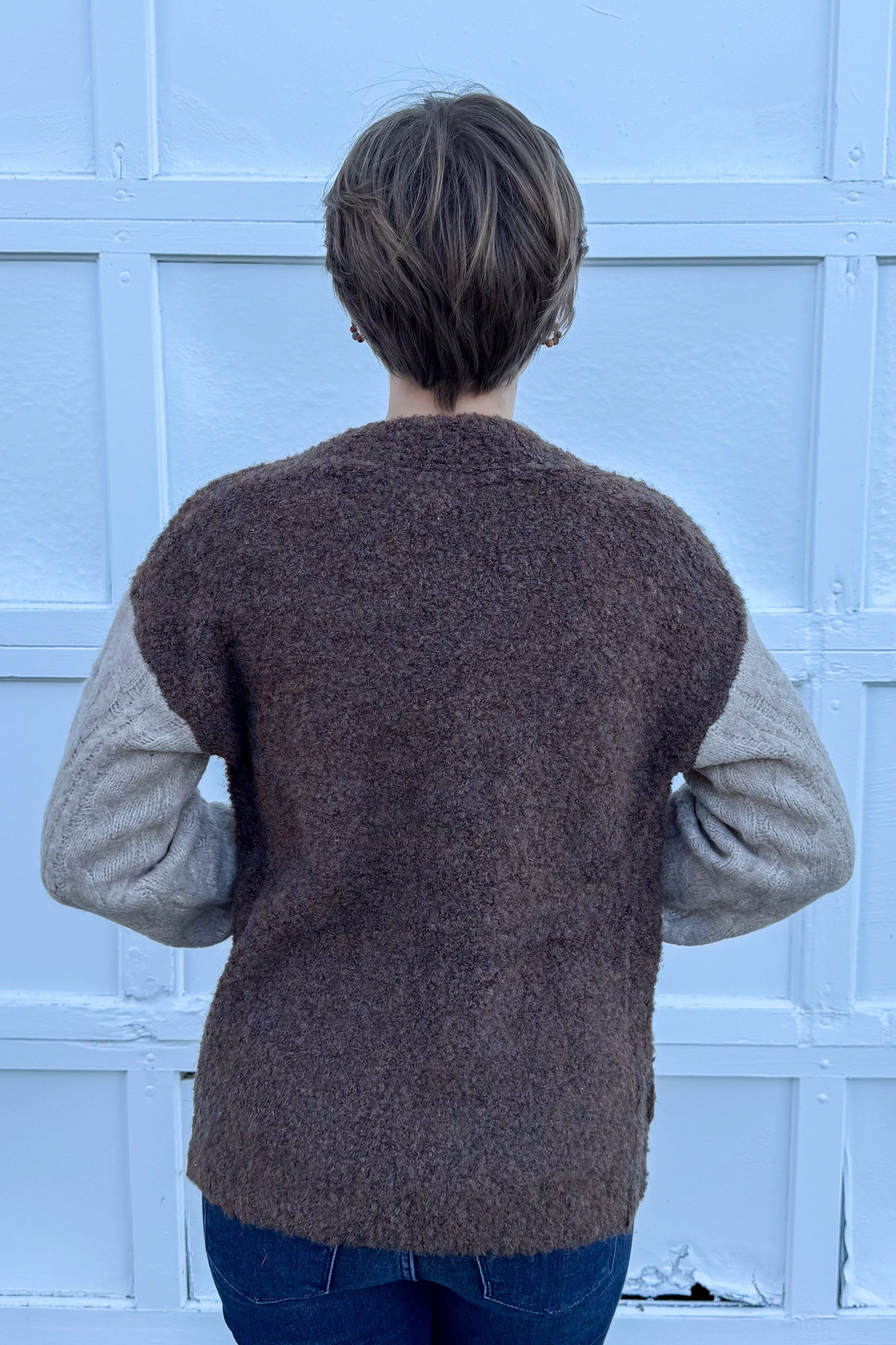 Brown & Taupe Colorblock Cardigan