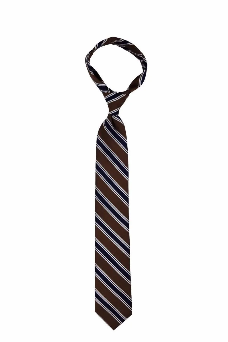 Brown Navy Striped Traditional Tie