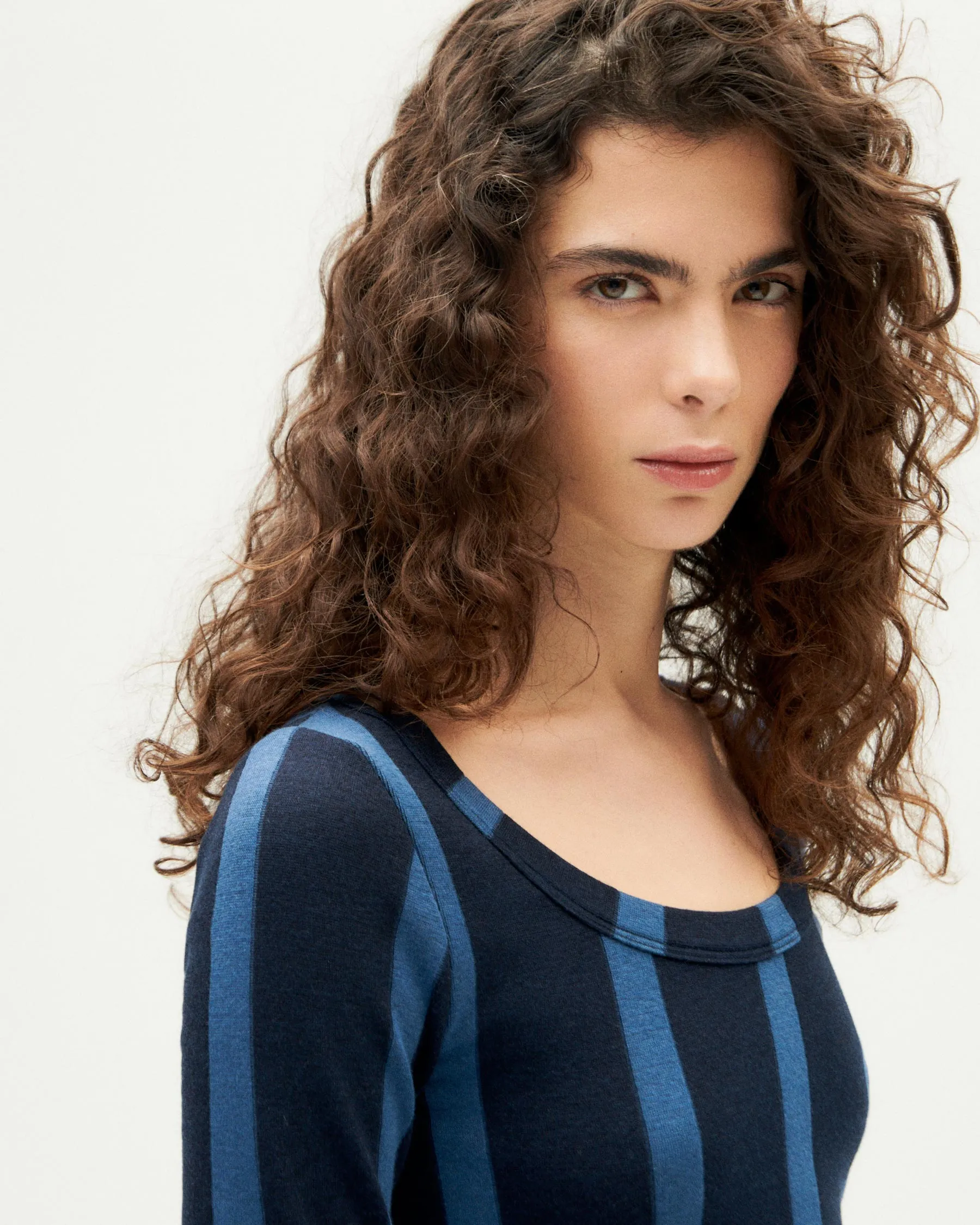 Casilda Wool Top Black/Navy Stripes