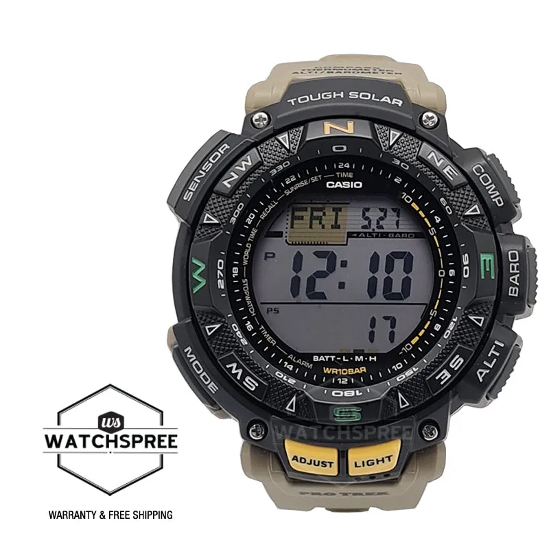 Casio Pro Trek Triple Sensor Tough Solar Dual-Layer LCD Sand Beige Resin Band Watch PRG240-5D PRG-240-5D PRG-240-5