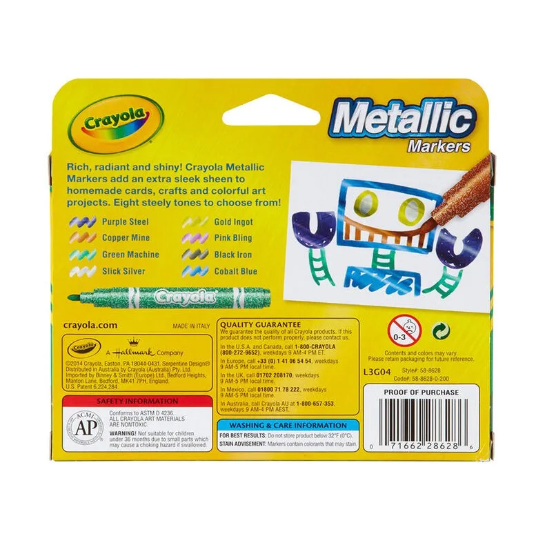 Crayola Metallic Markers, 8 Count