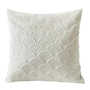 Cream Velvet Scallop Cushion Cover