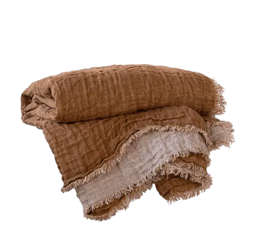 Crush Double Linen Russo/Sable Throw