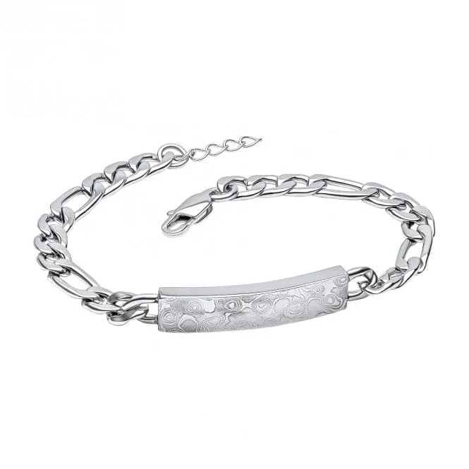 Damascus Stainless Steel ID Bar Chain Bracelet B5452