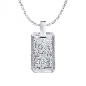 Damascus Stainless Steel Rectangular Pendant P5381