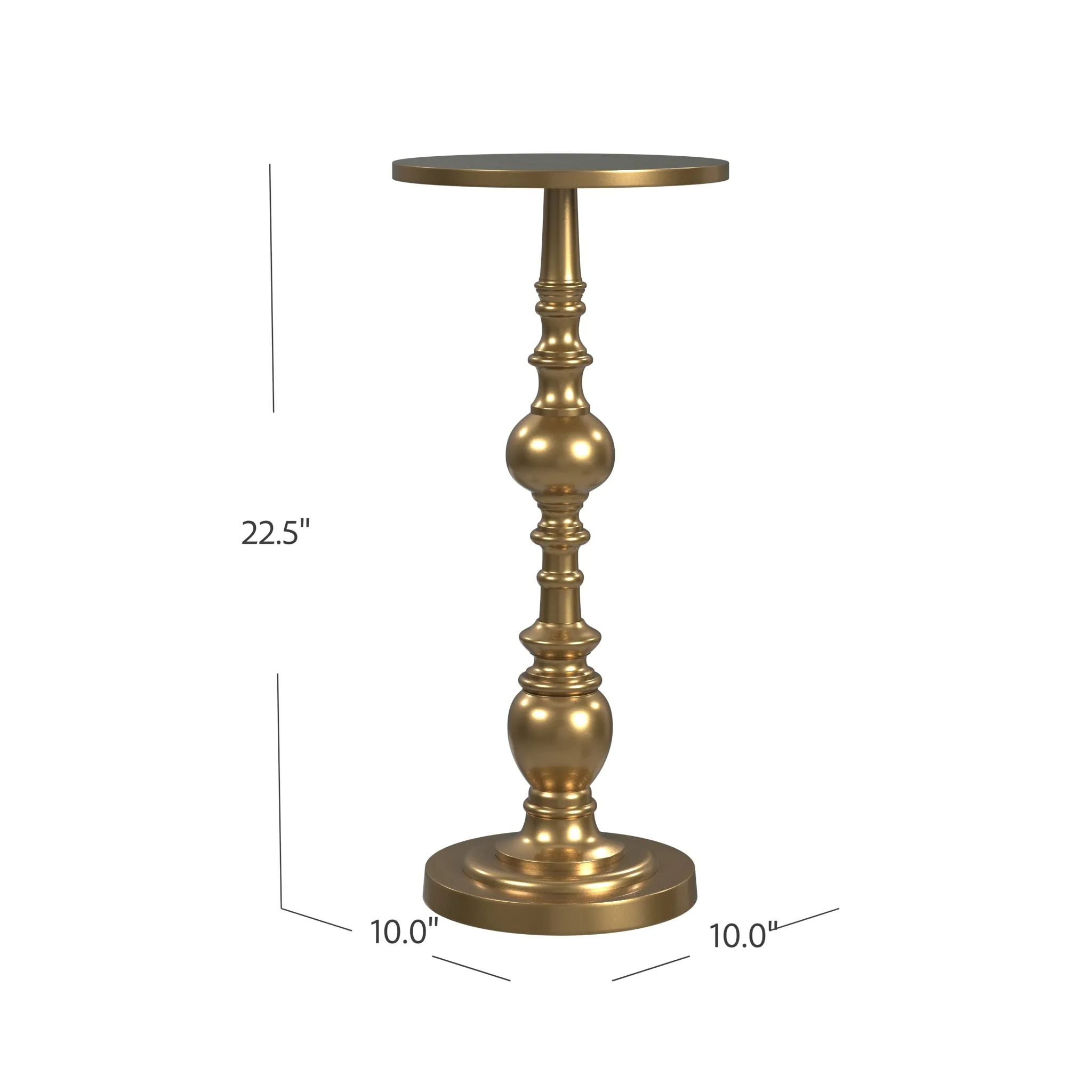 Darien Round Pedestal 10"W Side Table in Gold  4324226