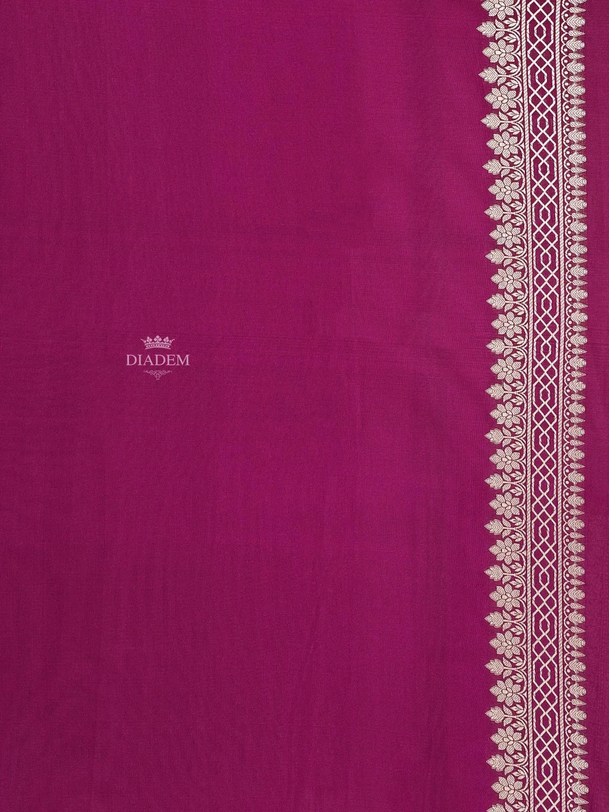 Dark Purple Banarasi Saree with Geometric Floral Motif on the Body with Zari Border