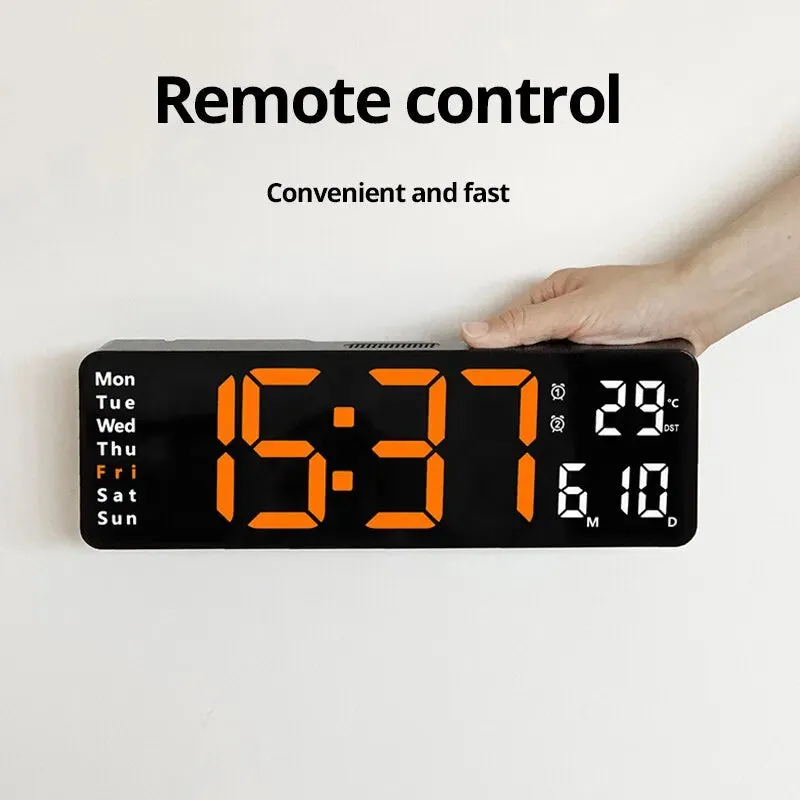 Digital Display Remote Control Temperature LED Wall Clock