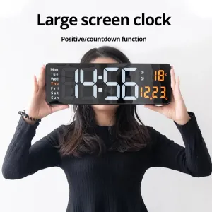 Digital Display Remote Control Temperature LED Wall Clock