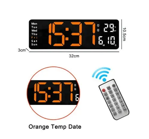 Digital Display Remote Control Temperature LED Wall Clock