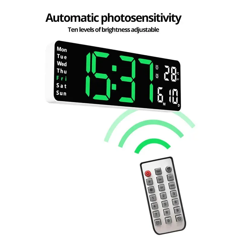 Digital Display Remote Control Temperature LED Wall Clock