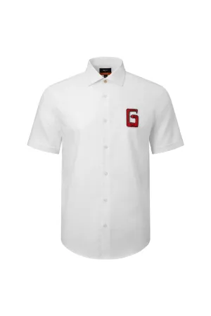 Easy Care Cotton Oxford Short Sleeve Smart Fit Casual Shirt with Logo