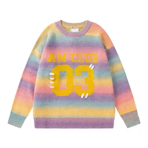 Faire Echo rainbow striped digital sweater