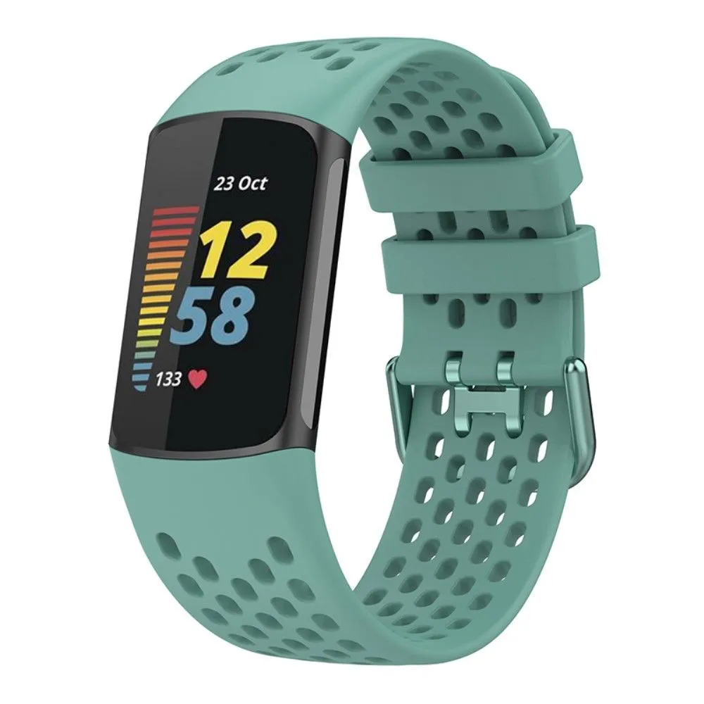 Fitbit Charge 5 silicone breathable watch strap - Blackish Green