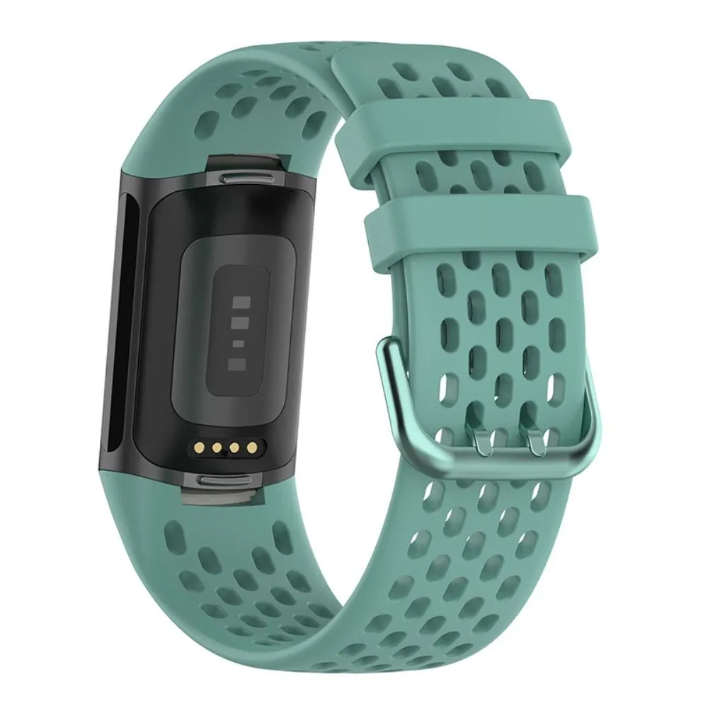 Fitbit Charge 5 silicone breathable watch strap - Blackish Green