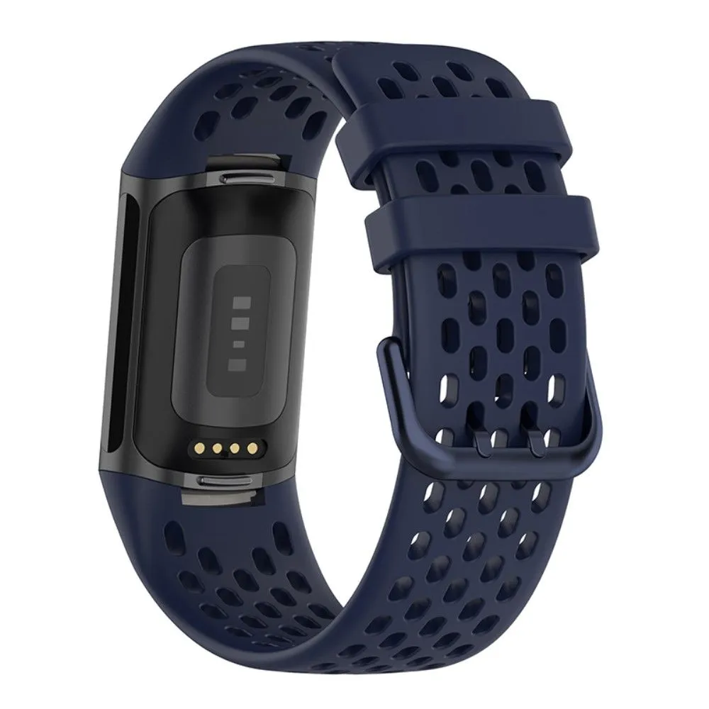 Fitbit Charge 5 silicone breathable watch strap - Navy Blue