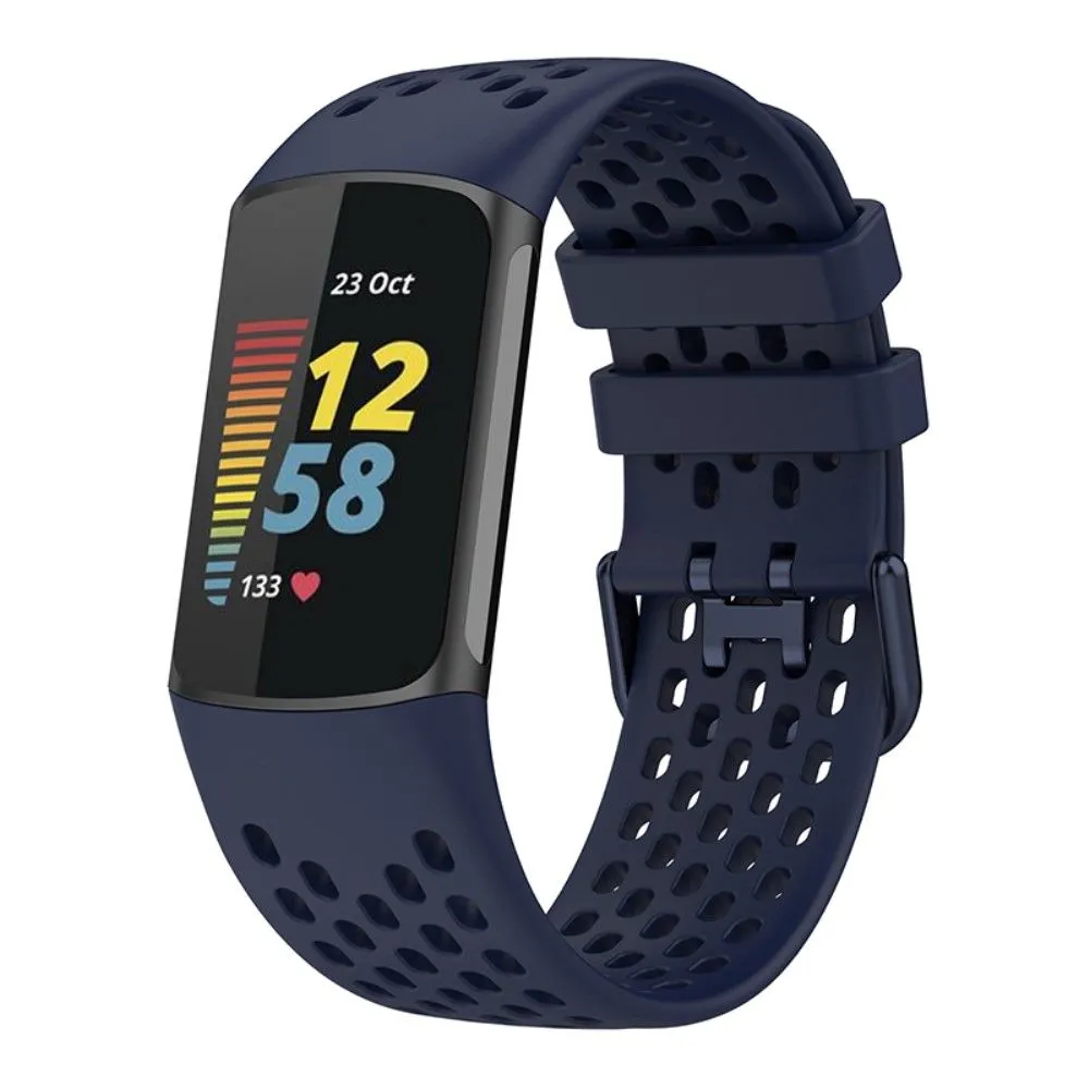 Fitbit Charge 5 silicone breathable watch strap - Navy Blue