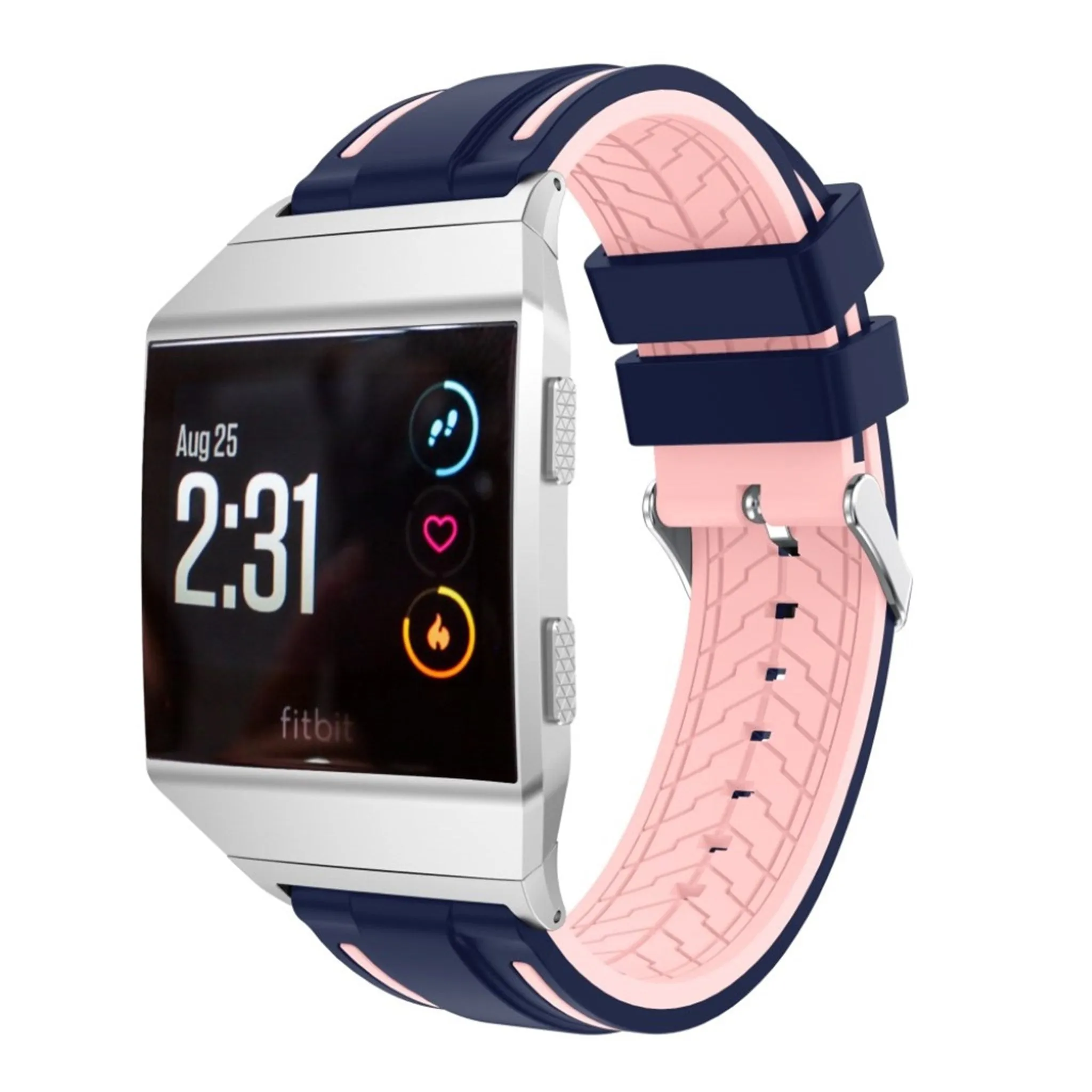 Fitbit Ionic two-tone adjustable silicone sport watchband - Dark Blue / Pink