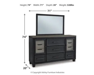 Foyland Queen Panel Storage Bed with Mirrored Dresser and 2 Nightstands