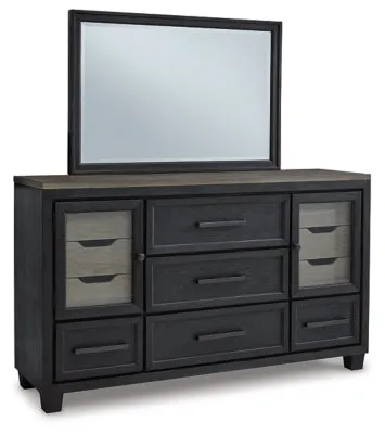 Foyland Queen Panel Storage Bed with Mirrored Dresser, Chest and Nightstand